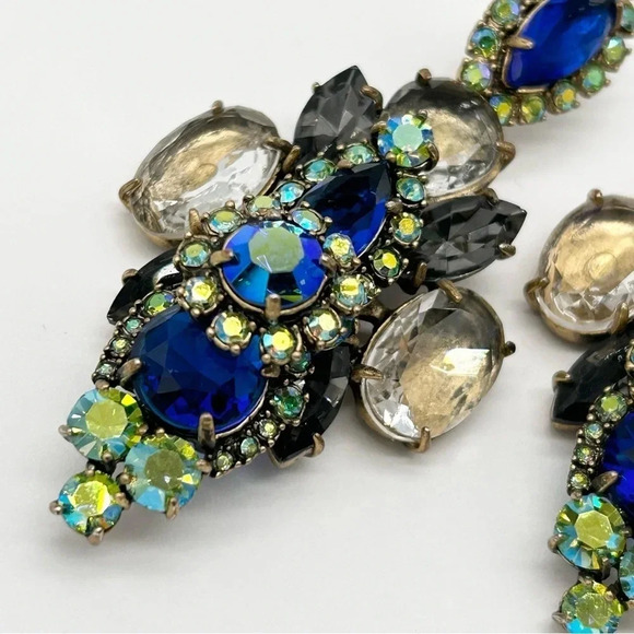 J. Crew Riviera Blue Green Crystal Drop Earrings - Picture 3 of 4